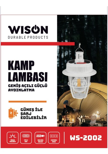 WS-2002 Güneş ile Şarj Edilebilir Kamp Lambası