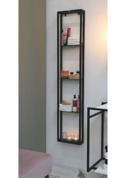 Şık Siyah Metal Banyo Rafı, dayanıklı ve pratik saklama çözümü
