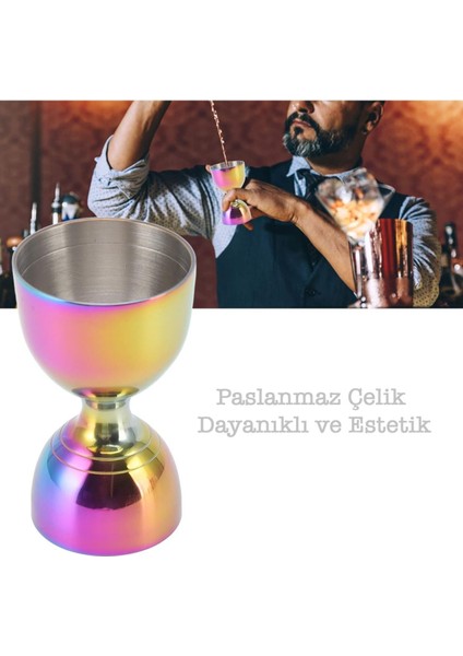 Renkli Kupa Jigger 30/60ml, şık ve kullanışlı ölçü kabı