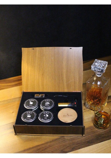 Viski & Kokteyl Tütsüleme Seti – 4 Farklı Aromalandırma Talaşı