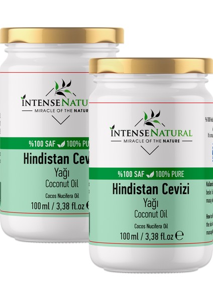 Hindistan Cevizi Yağı Soğuk Sıkım 100 ml x 2 %100 Saf ve Doğal Coconut Oil