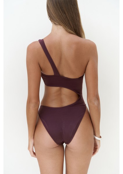 Donnalee Asimetrik Tek Omuz Bordo Mayokini