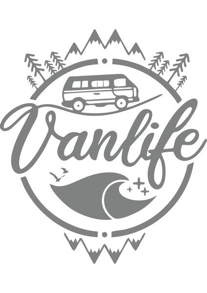Vanlife Karavan Sticker 17X17 cm Gri