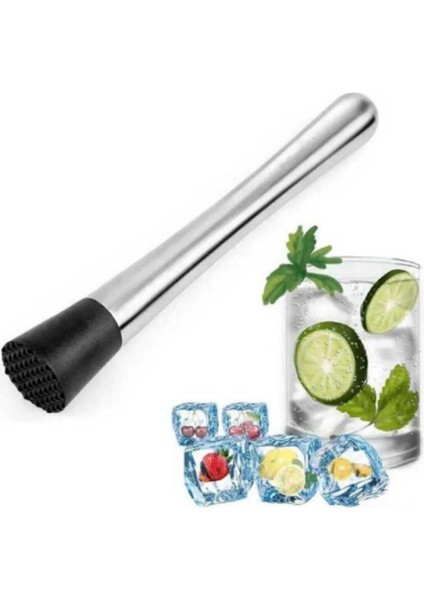 Mojito Tokmağı + Zicco 2.5/5 cl Jigger Kokteyl Ölçeği Tokmak Kokteyl Seti Koktely Seti Siyah