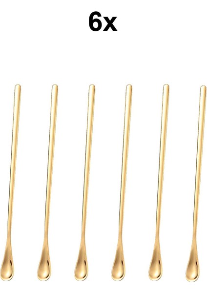 304 Çelik 6 Adet 19 cm Kokteyl Kahve Latte Karıştırma Barmen Kaşığı CIN758SR-6