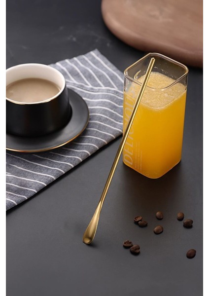 304 Çelik 6 Adet 19 cm Kokteyl Kahve Latte Karıştırma Barmen Kaşığı CIN758SR-6