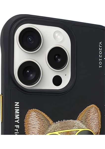 iPhone 15 Pro Uyumlu 3D Gözlük Zincir Köpek Detaylı Nakış İşlemeli Kabartmalı Cool Glasses Kılıf modelleri