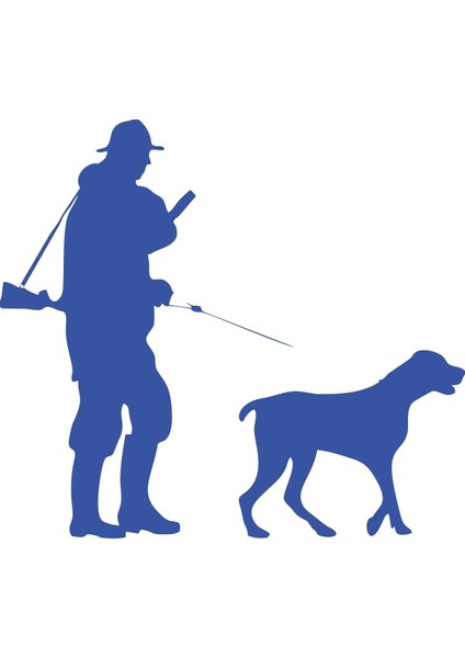 Avcı ve Av Köpeği Sticker 17X17 cm Mavi