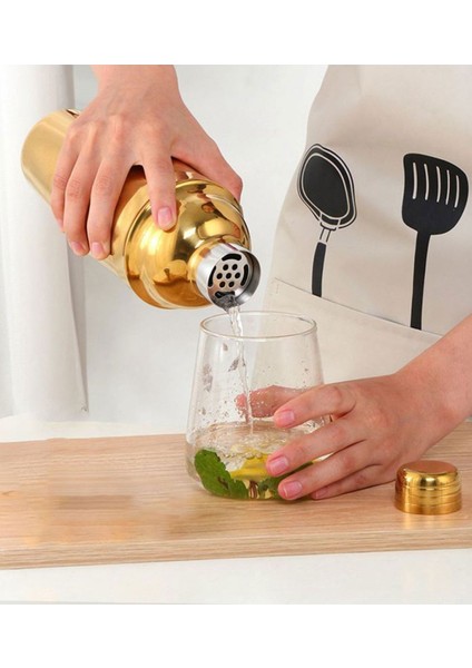 Şık Altın Renkli Paslanmaz Çelik Kokteyl Karıştırıcı 350ml