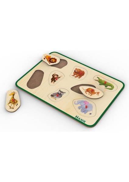 Ahşap Yapboz 3'lü Set Taşıtlar, Vahşi Hayvanlar ve Meyveler