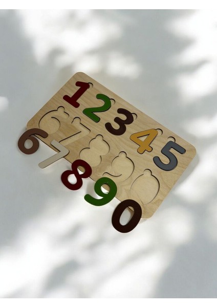 Renkli Dinozor ve Rakamlar Puzzle, Eğitici ve Montessori Öğrenme Seti, 10 parça, 3+ yaş