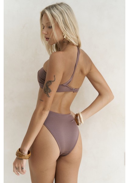 Balisya Tek Omuz Asimetrik Kahve Bikini Üstü fırsatları