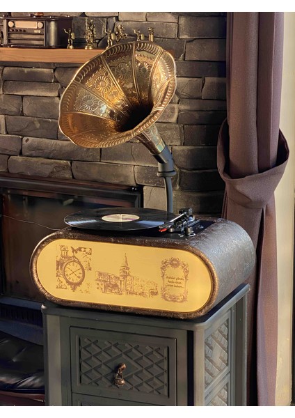 Ahşap Gramofon – Tüm Plak Formatlarını Çalan & Bluetooth Özellikli | Şık ve Vintage Tasarım