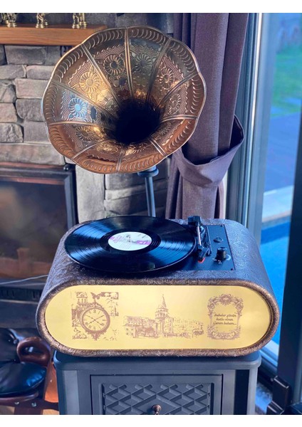 Ahşap Gramofon – Tüm Plak Formatlarını Çalan & Bluetooth Özellikli | Şık ve Vintage Tasarım