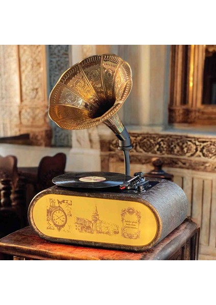 Ahşap Gramofon – Tüm Plak Formatlarını Çalan & Bluetooth Özellikli | Şık ve Vintage Tasarım