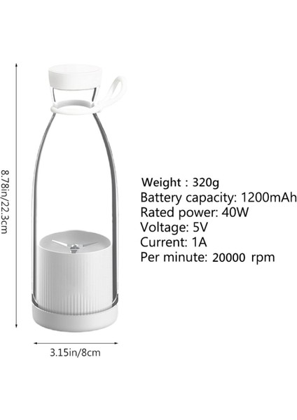 Taşınabilir Blender Kişisel Mikser USB Elektirikli Meyve Sıkacağı