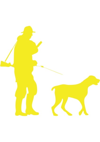 Avcı ve Av Köpeği Sticker 17X17 cm Sarı