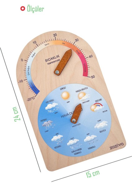 Renkli Ahşap Hava Durumu ve Sıcaklık Göstergesi Eğitici Oyuncak modelleri