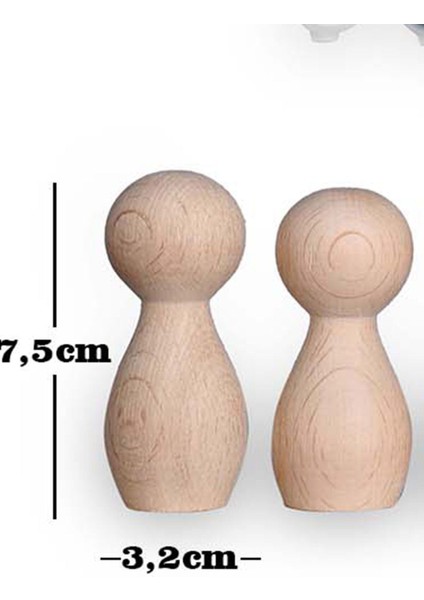 Ahşap Peg Bebek 12LI Boyama Seti -Boya Fırça DAHIL-502212