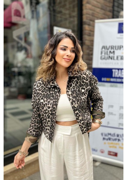 Leopar Desen Ön Cepli Ceket Leopar modelleri