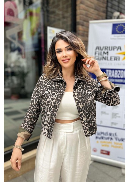 Leopar Desen Ön Cepli Ceket Leopar fırsatları