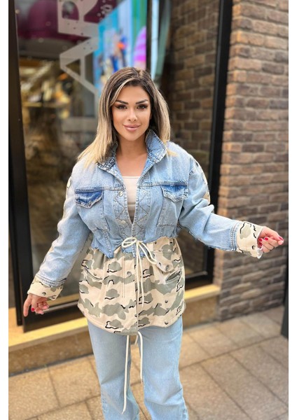 Kot Detaylı Kamuflaj Ceket Bej modelleri