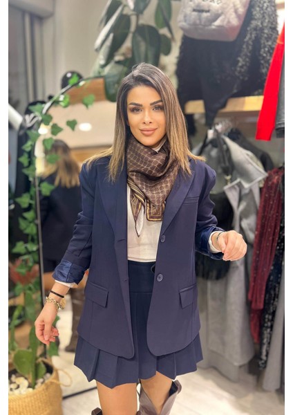 Çift Düğmeli Blazer Ceket Lacivert