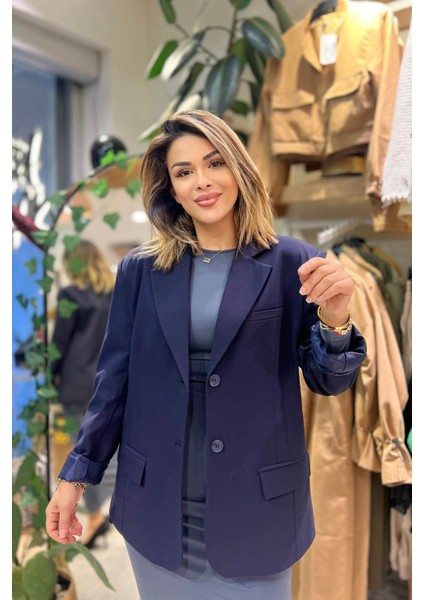 Çift Düğmeli Blazer Ceket Lacivert
