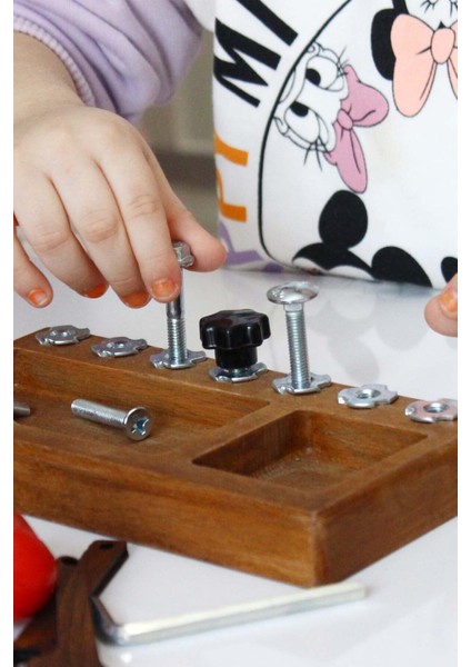 Duyusal Öğrenme Seti, Montessori Tornavida Tahtası, Beyaz, 2-5 yaş, Beceri Geliştirici modelleri