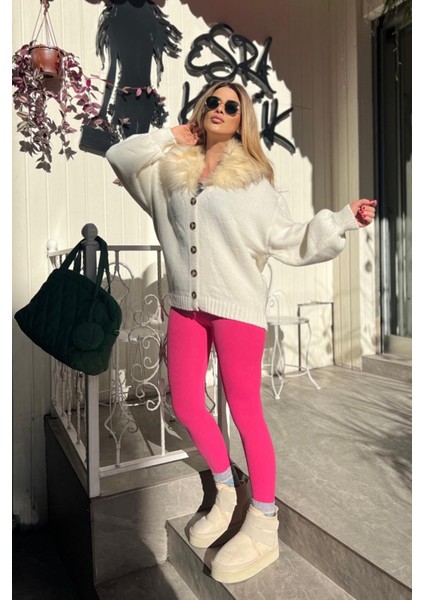 Fitilli Içi Şardonlu Yüksek Bel Tayt Pembe
