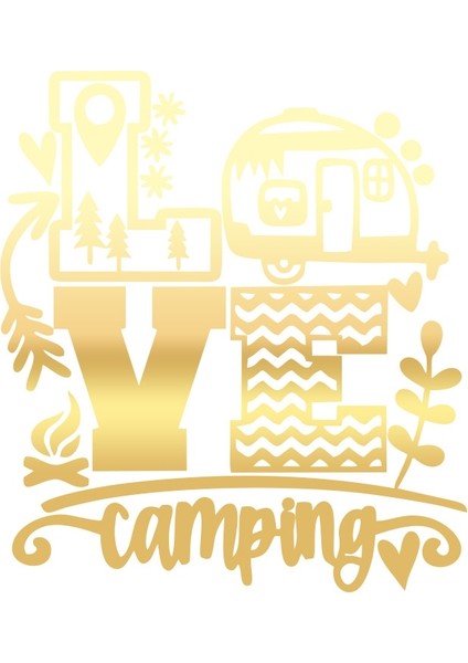 Love Kamp Karavan Sticker 17X17 cm Gold