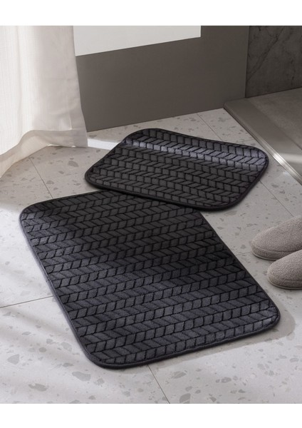 Antrasit banyo paspası, kaymaz taban, 50x80 cm, polyester materyal
