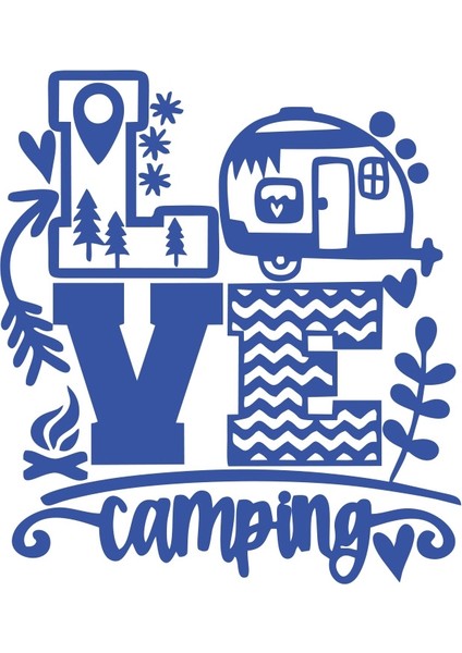 Love Kamp Karavan Sticker 17X17 cm Mavi