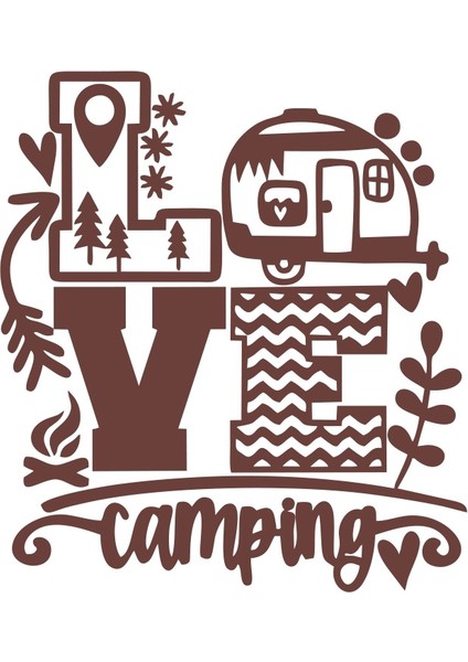 Love Kamp Karavan Sticker 17X17 cm Kahverengi