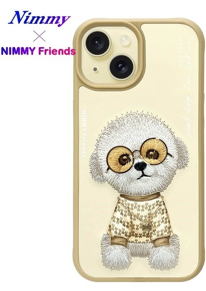 iPhone 15 Uyumlu 3D Gözlük Zincir Rich Kedi Detaylı Nakış İşlemeli Kabartmalı Cool Glasses Kılıf