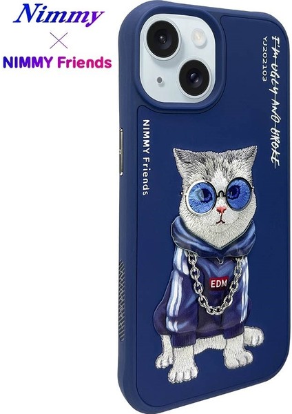 iPhone 15 Uyumlu 3D Gözlük Zincir Handsome Kedi Detaylı Nakış İşlemeli Kabartmalı Cool Glasses Kılıf indirimleri