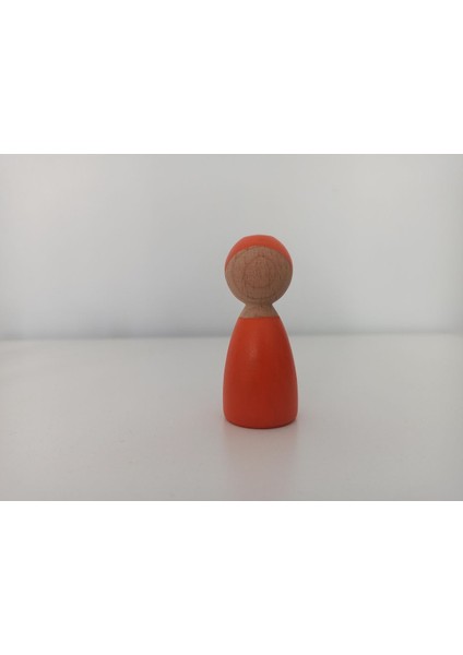 Ahşap Oyuncak Peg Bebek Turuncu Pegdoll