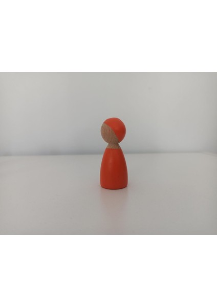 Ahşap Oyuncak Peg Bebek Turuncu Pegdoll