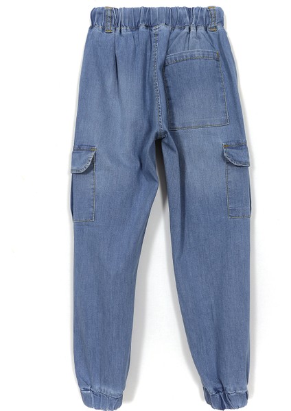 Bağcıklı Kargo Cep Erkek Çocuk Jogger Denim Jean Kot Pantolon Mavi 001-0002064 fiyatları