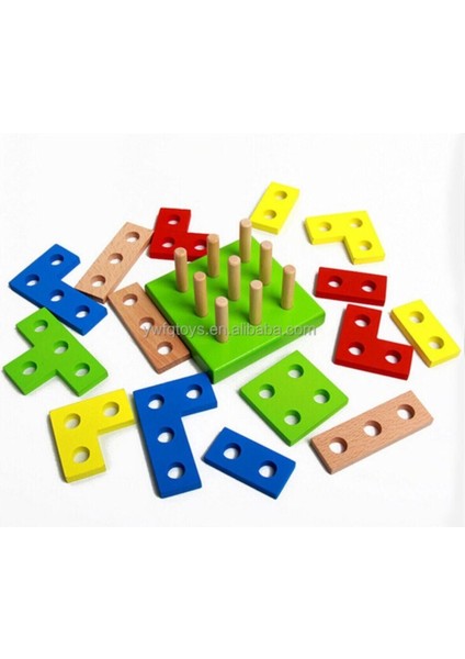 Çocuklar için renkli ahşap geometrik puzzle, eğlenceli ve öğretici oyun fırsatları