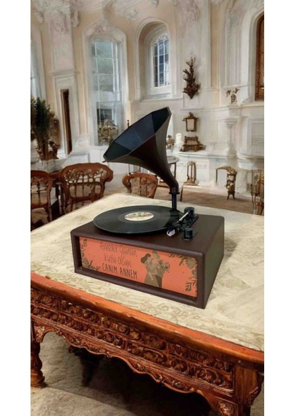 Ahşap Kare Gramofon – Tüm Plak Formatlarını Çalan & Bluetooth Özellikli | Şık ve Vintage Tasarım