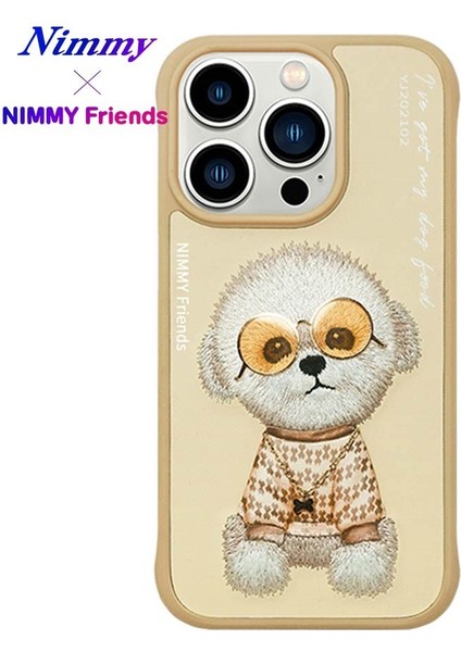 iPhone 15 Pro Max Uyumlu 3D Gözlük Zincir Rich Kedi Nakış İşlemeli Kabartmalı Cool Glasses Kılıf