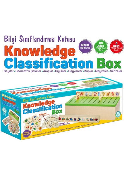 Ahşap Bilgi Sınıflandırma Kutusu Eğitici Mazgallı Oyuncak 88 Parça Knowledge Classification Box