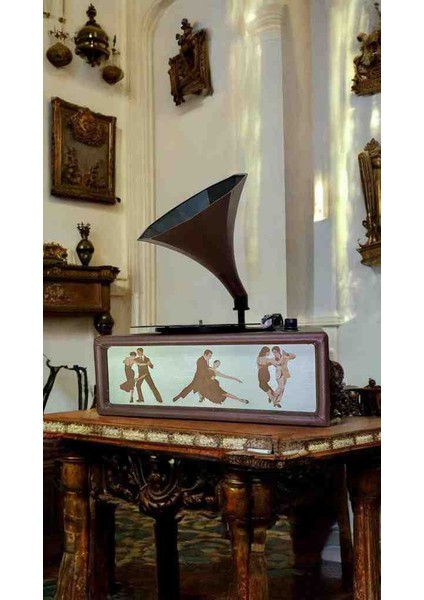 Ahşap kare Gramofon – Tüm Plak Formatlarını Çalan & Bluetooth Özellikli | Şık ve Vintage Tasarım