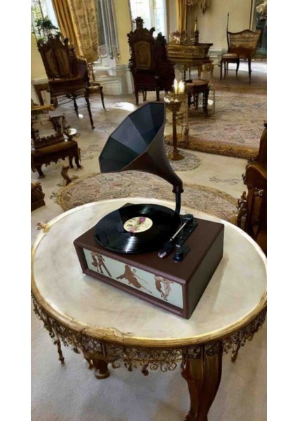Ahşap kare Gramofon – Tüm Plak Formatlarını Çalan & Bluetooth Özellikli | Şık ve Vintage Tasarım