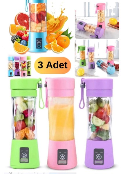 3 Adet Smoothie & Meyve Suyu Ice Coffee Milkshake Yapan Mixer 380 ml Detox Mixer Taşınabilir Shaker