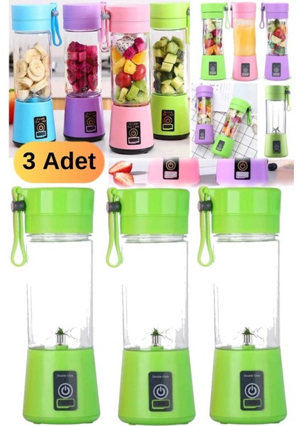 3 Adet Smoothie & Meyve Suyu Ice Coffee Milkshake Yapan Mixer 380 ml Detox Mixer Taşınabilir Shaker