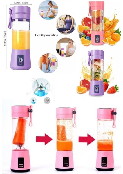 3 Adet Smoothie & Meyve Suyu Ice Coffee Milkshake Yapan Mixer 380 ml Detox Mixer Taşınabilir Shaker