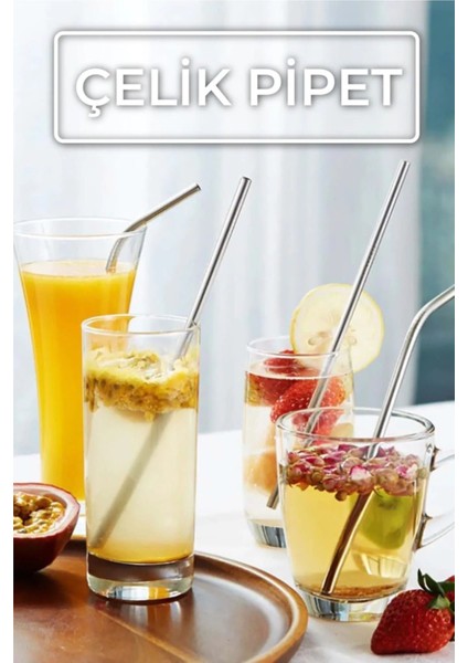 Paslanmaz Metal Pipet ve Temizleme Fırçası Seti, İnci Tasarım, Gıda Temaslı, TR Menşei fiyatları