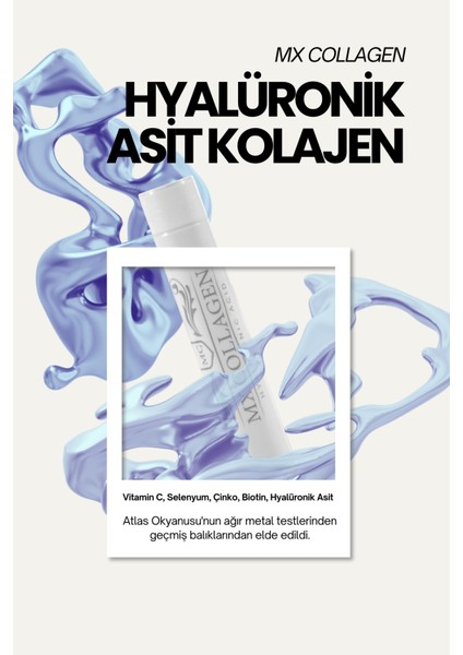 Collagen Nar Aromalı Hyaluronik Asit İçeren Hidrolize Balık Kolajeni Sıvı 30 ml x 10 Şişe